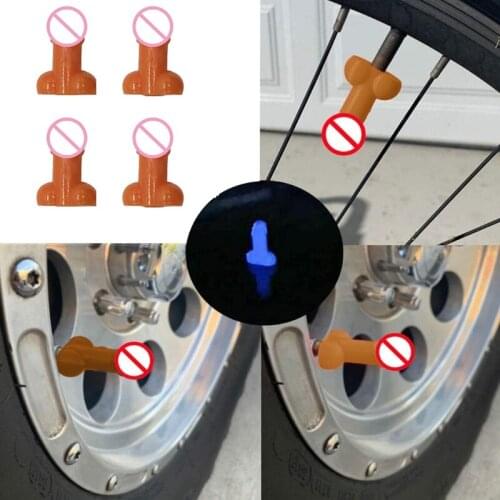J60F 4 Pcs Prank Car Wheel Luminous Stem Dust Cover for Cars Bikes Tire