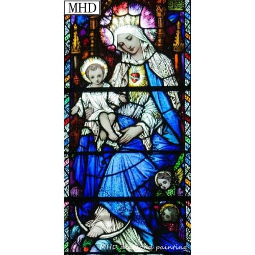 Madonna and Little Jesus Mosaic Picture Full & Round 5d Diy Diamond Painted Cross Stitch 3D Diamond Embroidery Sewing Artwork