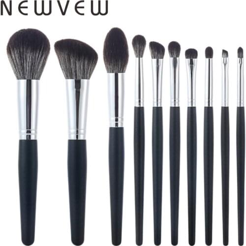 10PCS Wooden Foundation Cosmetic Eyebrow Eyeshadow Brush Makeup Brush Sets Tools Multifunctional Cosmetic Brush Make Up Tools