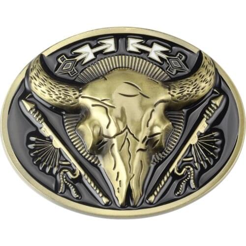 Golden bull skull belt Buckle Matador pattern belt DIY Components