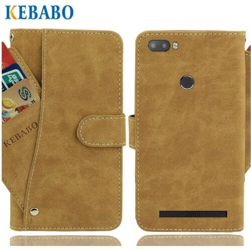 Leather Wallet Pixus Volt Case 5" Flip Vintage Leather Front Card Slots Cases Cover Business Phone Protective Bags