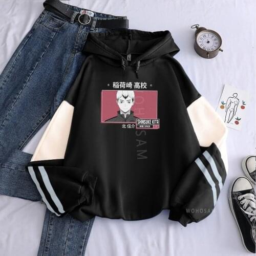 Cartoon Shinsuke Kita Haikyuu Hoodies Women Harajuku Casual Pullovers Anime Inarizaki Volleyball Junior Men Patchwork Sweatshirt