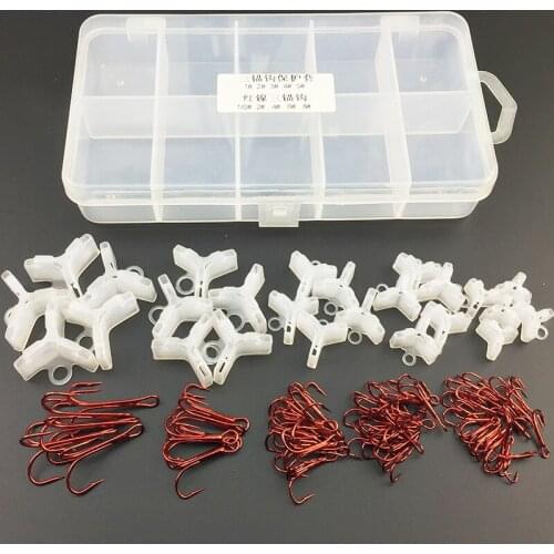 1Set Fishing Treble Hook Lure Kit High Carbon Steel Small Fishhook Cover 80 Pcs/Set With Box