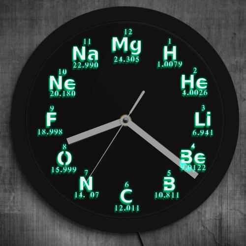 Science Chemical Elements LED Wall Clock Periodic Table Element Wall Clock Chemistry Science Geeks and Teachers Gift