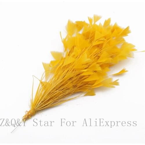 Natural turkey torn flat hair dyed golden made into 30-35CM wire flower DIY craft performance costume feather