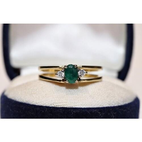 Original Vintage 18k Gold Natural Diamond And Emerald And Ruby Decorated Two Face Strong Ring