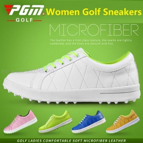 Pgm Women Lightweight Golf Shoes Ladies Golf Waterproof Sports Shoes Spikes Non-Slip Breathable Tennis Baseball Sneakers EU34-39