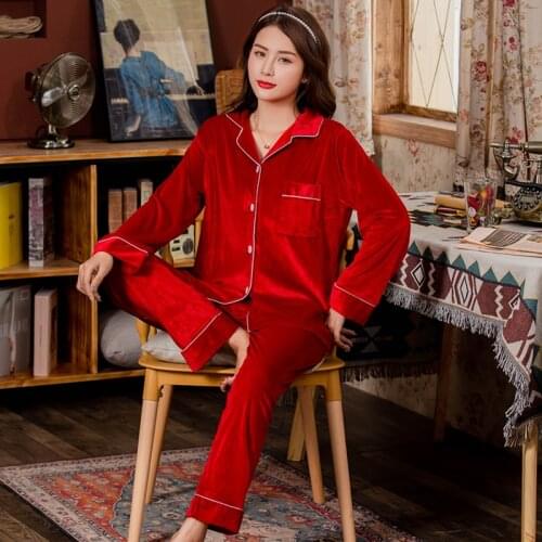 5XL Plus Size Velvet Women Pajama Set Wholesale Clothing Pajamas Sleep Wear Long Sleeve Nightwear 100KG Pjs Lounge Wear Pyjamas