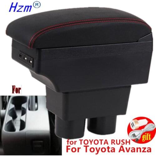 For TOYOTA RUSH Armrest box For Toyota Avanza Interior Parts Car Armrest box Retrofit parts Storage box with USB LED