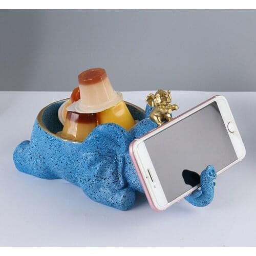 Simple And Modern Resin Crafts Elephant Mobile Phone Holder Ornaments Home Living Room Remote Control Key Storage Decoration