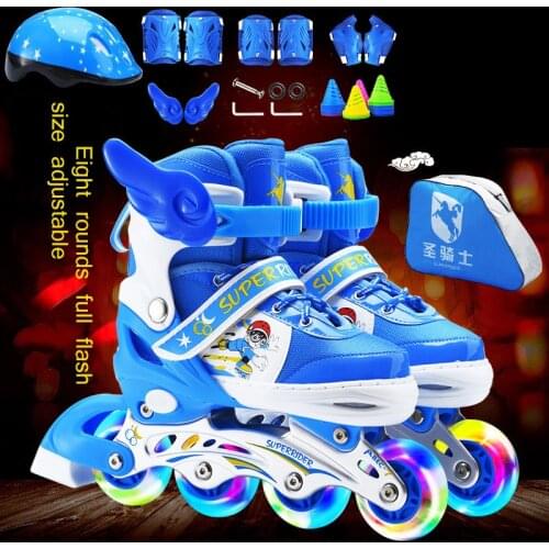 Roller Skating Childrens Skates Adjustable Skates Full Set Flash Roller Skates Dry Skate Shoes Roller Skating Kids Skates