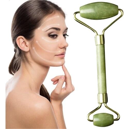 1pcs Portable Natural Jade Facial Massager Roller Anti Wrinkle Gua Sha Face Roller Slimmer Massager Skin Care Beauty Tools