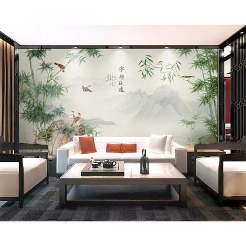 Beibehang Custom silky stereo wallpaper Chinese ink landscape bamboo TV background decorative painting wall papers home decor
