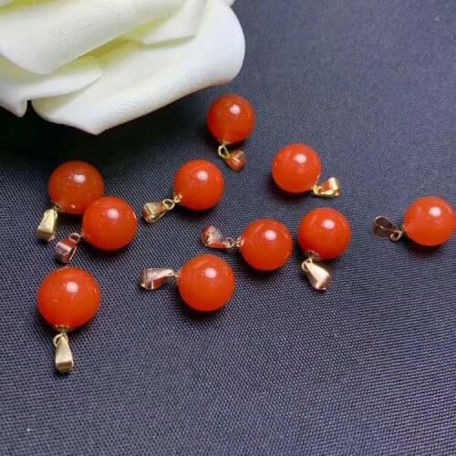 Shilovem 18K yellow Gold rea Natural south Red agate pendants no necklace fine Jewelry classic gift plant gift mymz9-9.5nh