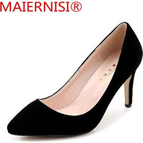 Women Pumps Fashion Flock High Heels Shoes Black Pink Yellow Shoes Women bridal Wedding Shoes Ladies