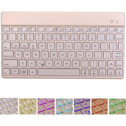 Ultra Thin 7 Colors LED Backlight Wireless Aluminum Bluetooth Russian/Spanish/Hebrew Keyboard For New iPad 10.2 2019 Tablet