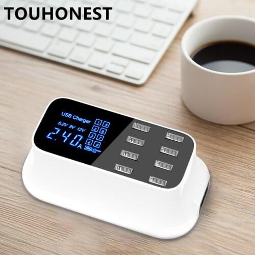 8 USB Ports Quick Charger Smart Led Display Power Adapter Socket For Samsung Xiaomi Huawei iPhone Fast Charging wall charger EU