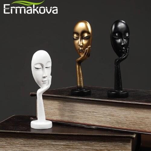 YuryFvna Nordic Abstract Thinker Thinking Lady Mask Figurine Resin Statue Office TV Cabinet Home Decoration Crafts
