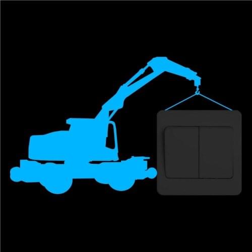 Funny Crane Truck Lifting the Switch Luminous Wall Stickers Cartoon Traffic Engineering Machinery Glow in the Dark Stickers