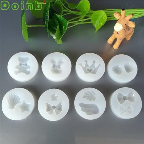 Mini Crown Conch Bear Bunny Fondant Silicone Mold Cake Decorating Tools Epoxy Resin Molds for Jewelry