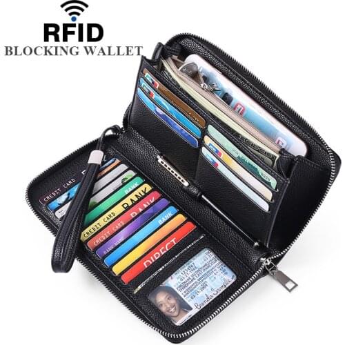 RFID Pebbled Pattern Women Long Wallet Phone Pocket Zipper Money Bag Designer Wristlet Clutch Wallet with Coin Pocket Pen Case