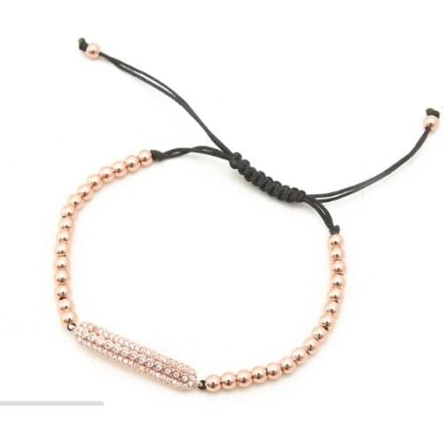 Gold silver micro pave cz Cubic Zirconia rope adjusted Copper Beads Bracelet jgj4 Charm Braided Bangles Jewelry women