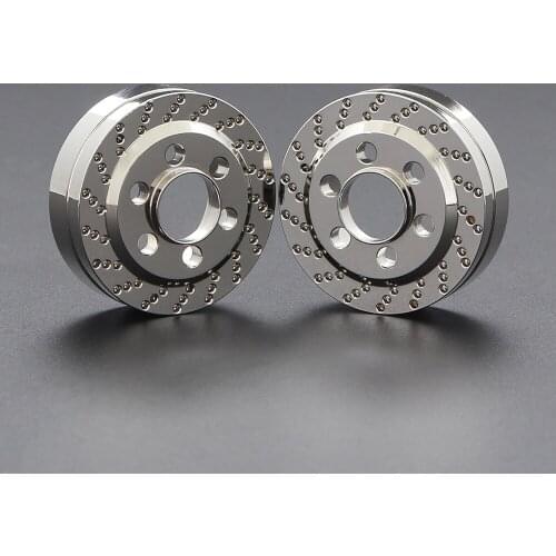 2PCS CNC Brass Silver Anodized Brake Disc Weights for 1/10 RC Crawler TRX4 TRX6 Axial SCX10 90046 Capra 1.9 2.2 Inch Wheel Rims