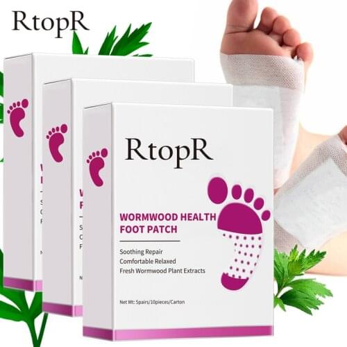3 Box RtopR Wormwood Health Body Detox Foot Patch Effective Improve Sleep Quality Organic Detox Beauty Slimming Feet 15 pairs
