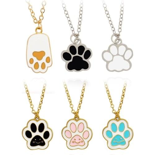 6 Styles Animal claw Pendant Necklace Cute cat and dog claw footprint Necklace Jewelry gifts for friends who like animals