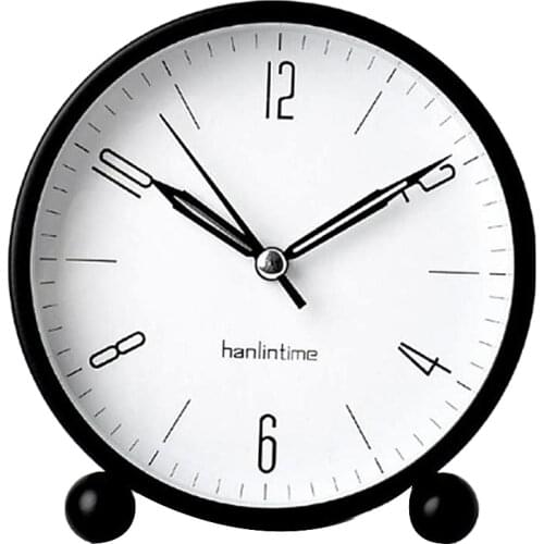 Hanlintime Analog Alarm Clock,Easy Set Small Desk Clock,Non Ticking,with Night Light, Battery Powered Super Silent Alarm Clock,B