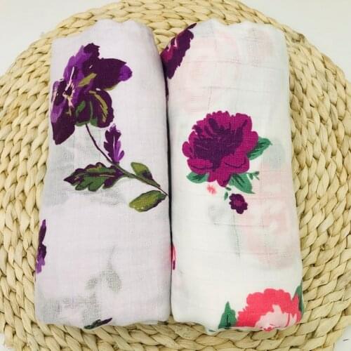 Bamboo&Cotton Muslin Blanket Nice Floral Baby Bedding Bath Towels Newborn Babies Swaddle Wrap Receiving Blanket for Boys Girls