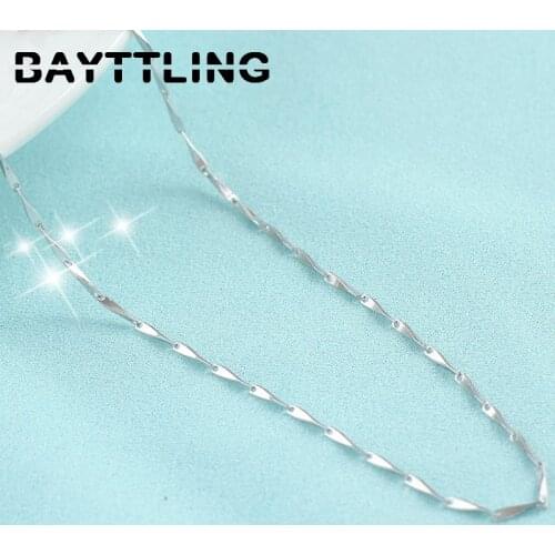 BAYTTLING Hot Sale 925 Sterling Silver 18 Inch Blade/Melon Seed Chain Necklace For Women Fashion Jewelry With Chain Wholesale