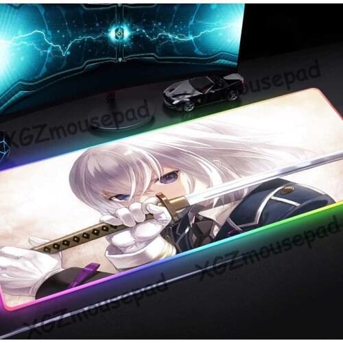 XGZ Large RGB Mouse Pad Black Lock Edge HD Japanese Anime Cruel Swordsman Custom Home Student Computer Desk Mat Rubber Non-slip