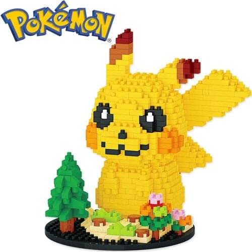 676PCS+ Pokemon Scene Pikachu Mini Building Blocks Diamond Micro Brick Figures Recreational Toys For Kid Birthday Gift 7122A