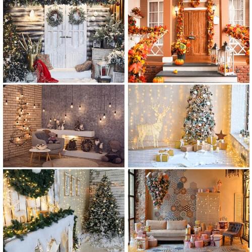 Christmas Backdrop Winter Snow Night Backdrops for Photography Christmas Tree Fence Decor Photographic Studio Photo Backgrounds