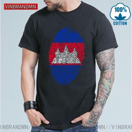 Retro Cambodia Flag Fingerprint T shirt women men Vintage Funny Cambodia Country Flag design print T-shirts birthday gift tshirt