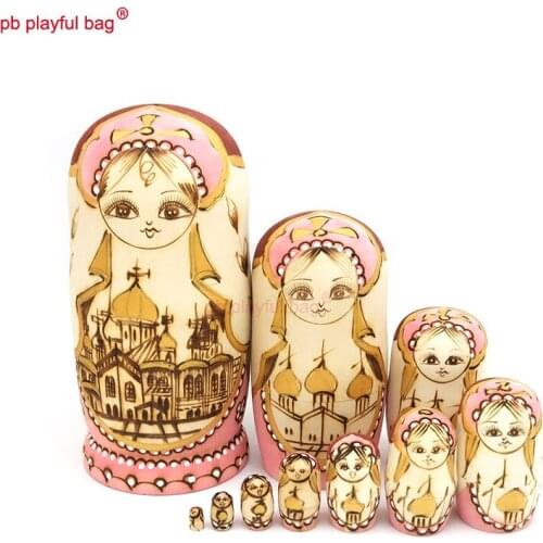 PB Playful bag 10 story Castle female Russian dolls exquisite wooden DIY toy set crafts creative novelty home decoration HG93