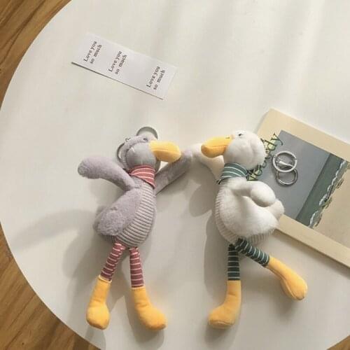 Toy Duck Soft Stuffed Scarf Duck Key Rings Plush Animal Bag Charm Pendant Cartoon Doll Keychains Car Key Accessories