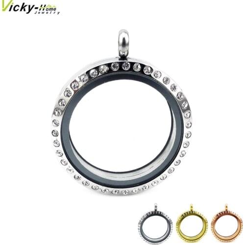 25mm-30mm round photo locket pendant 316l stainless steel origami owl floating living lockets and charms lockets