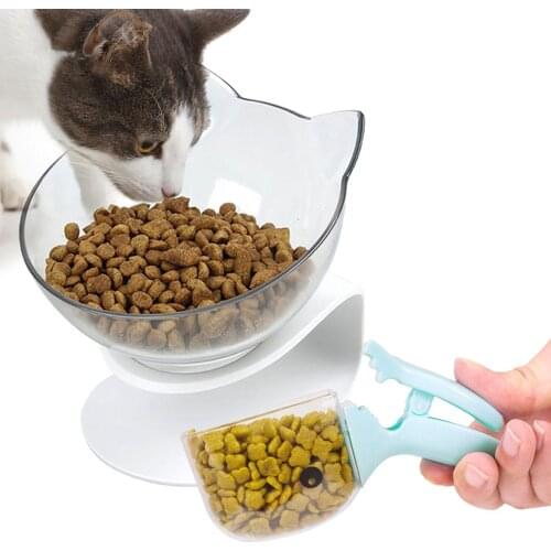 Pet Bowl Tilting Neck Protective Pet Feeding Bowl Cat Food Bowl with Food Scoop for Pet