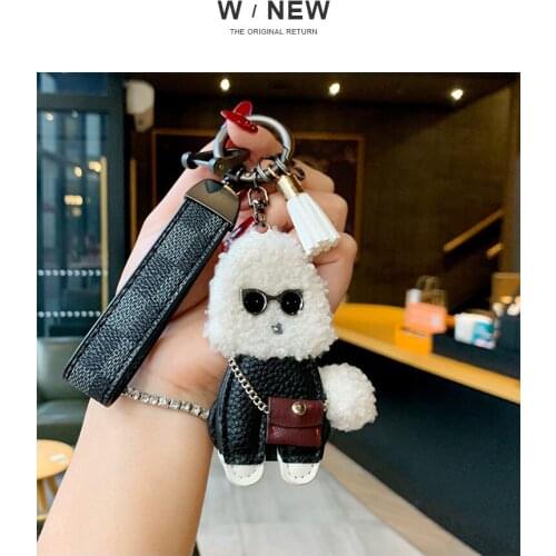 Fashion Leather Dog Keychain Female Cute Male High-End Car Key Chains Creative Backpack Mobile Phone Pendant 2021 New Product