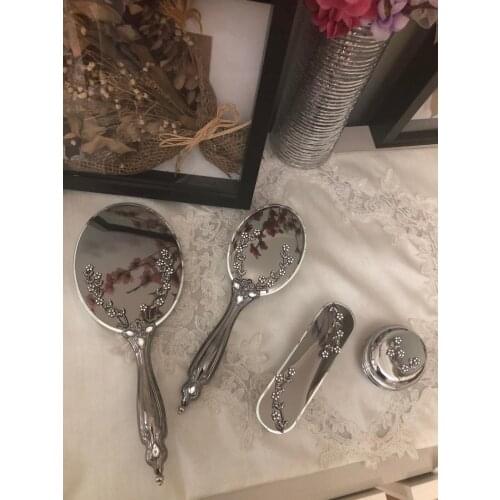 Makeup Set,personalized mirror comb set,Wedding Gift, Bridal brush mirror and comb set, 4 Piece Vanity Set,Vanity Mirror