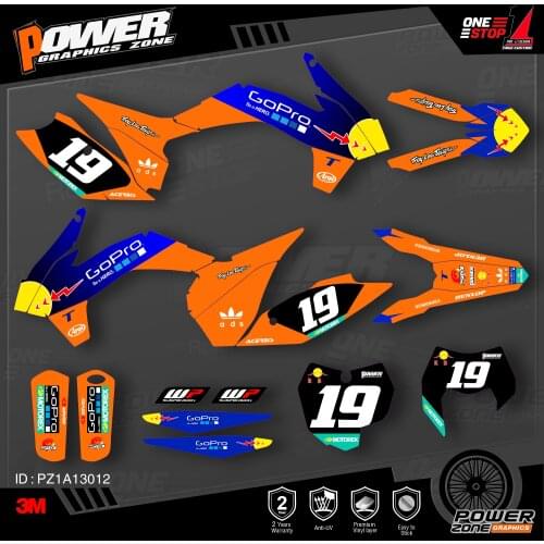 PowerZone Custom Team Graphics Backgrounds Decals 3M Stickers Kit For KTM SX SXF MX 13-15 EXC XCW Enduro 14-16 125 to 500cc 12