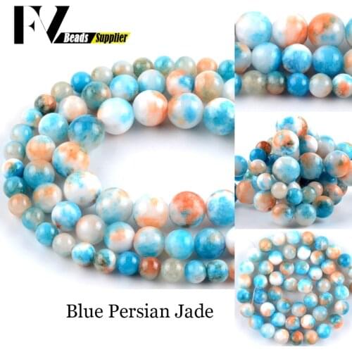 Natural Stone Beads 6 8 10mm Blue Persian Jades Round Spacer Beads For Jewelry Making Diy Jewellery Handicraft Accessories 15"