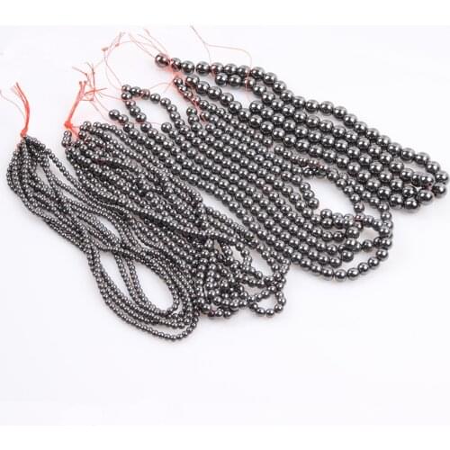Natural Stone 4~10mm Hematite Non-magnetic Black Gallstone Sphere Loose Beads Jewelry Making DIY Bracelet Necklace Accessories
