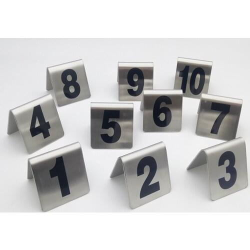 Stainless Steel Table Number Plate Double-sided Square Table Number Digital Card Number Plate Restaurant Hotel Number 10pcs/set
