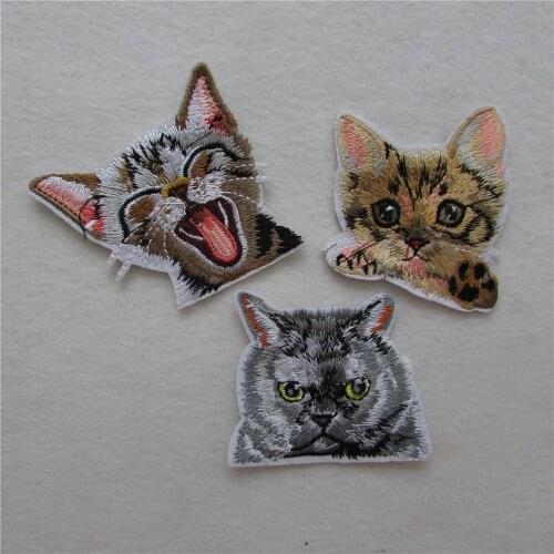 New style cat sew on Patches For Clothing Embroidery Patch Summer Fabric Badge Stickers For Clothes Jeans Decoration C5933-C5935
