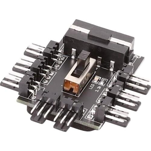 1 to 8 Way Splitter Cooler Cooling Fan Hub 3Pin Power Socket Adapter Controller PC Computer IDE Power Supply