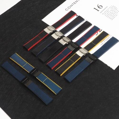 Nylon Fabric Watch Band With silicone back Watchband For Breitling Strap for NAVITIMER WORLD Avenger Superocean 22mm 24mm tools