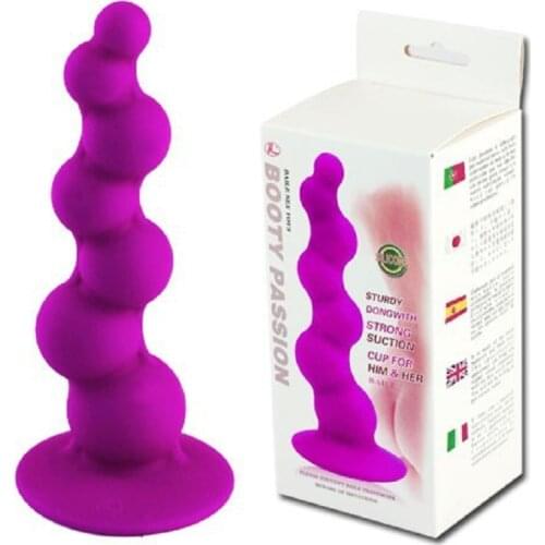 Silicone Anal Toys anal plug butt plug Booty Passion With Strong Suction Cup anal bead Drop shipping